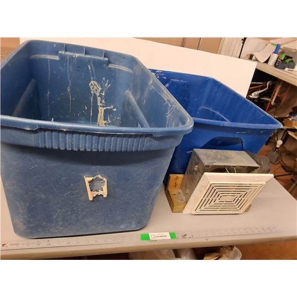 (2) Storage Totes Up to 32" x 19.25" x 15" & Bathroom Fan- As Is, Cannot Ship
