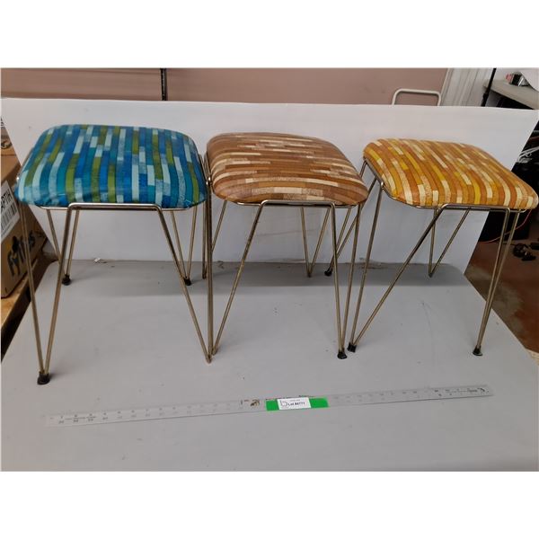 (3) Vintage Stools 16.5" Tall x 12"- As Is, Cannot Ship