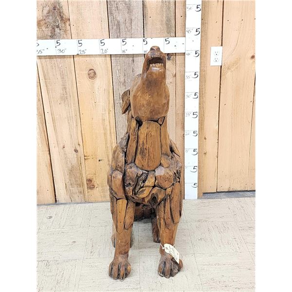 Howling Wolf Driftwood Sculpture