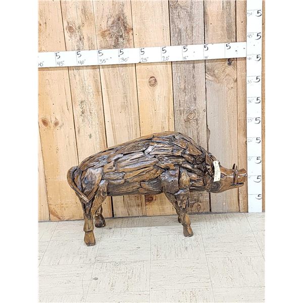Wild Boar Hog Driftwood Sculpture