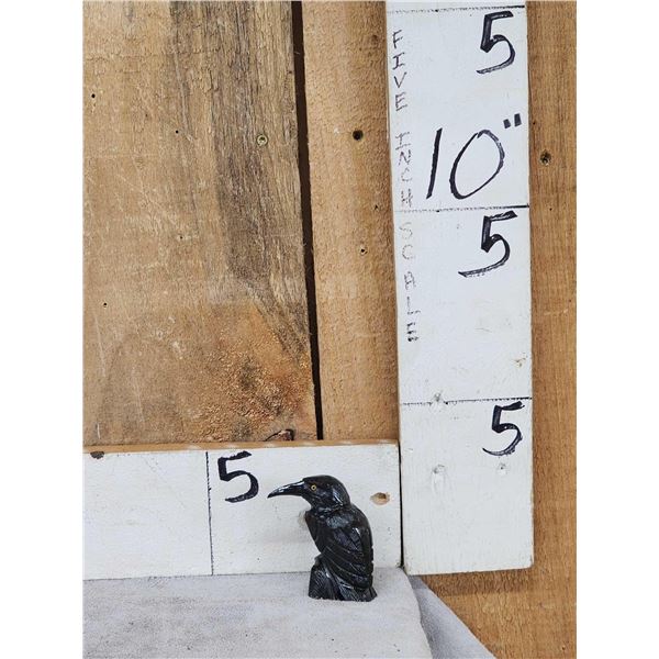 Hand Carved Raven In Onyx Stone