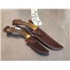 Image 6 : 2 Antler Handle Fixed Blade Knives By Al's Customs