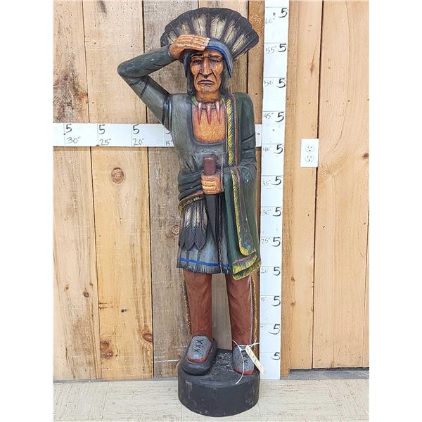 Hand Carved Wooden Cigar Store Indian