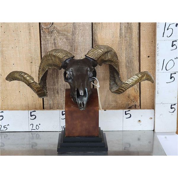Bronze Sheep Skull On Stand