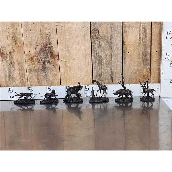 Set Of 6 Signed Pollani Miniature Bronze Sculptures
