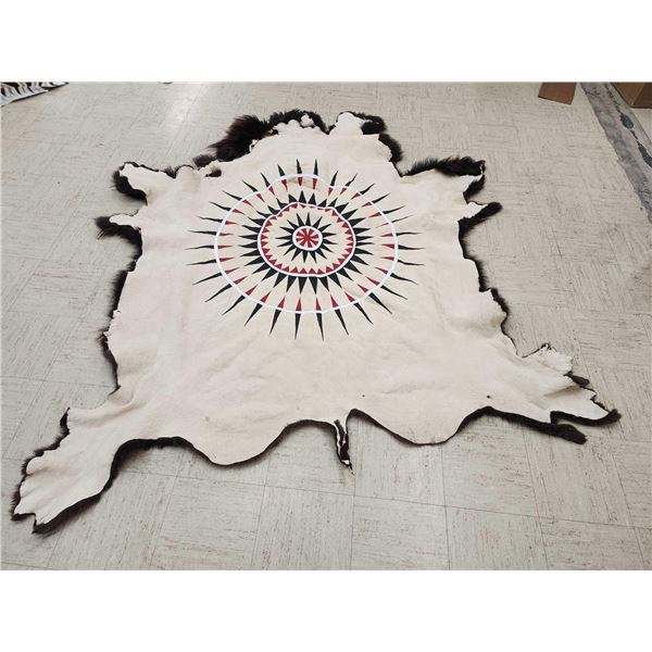 American Bison Buffalo Soft Tanned Robe With Painting Taxidermy