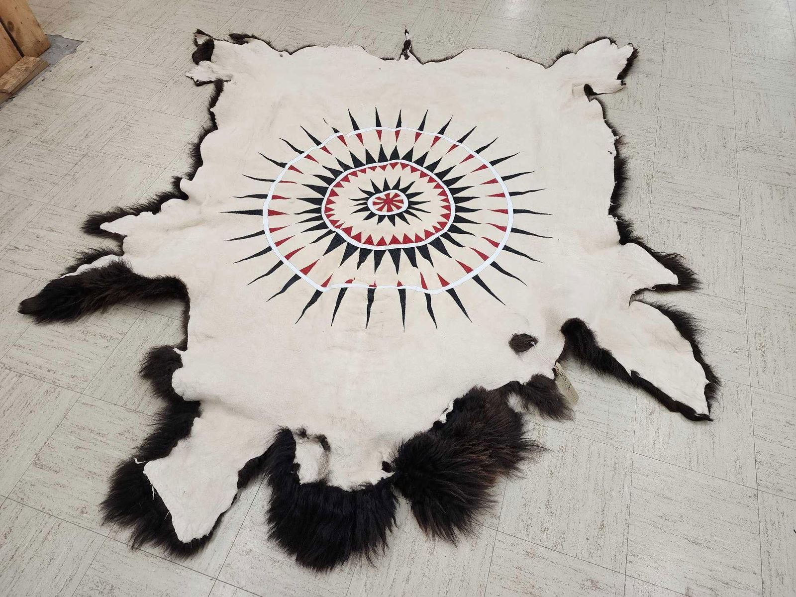 Mounted Buffalo Robe American Bison Buffalo Soft Tanned Robe With Painting Taxidermy