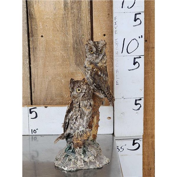 Pair Of Eurasian Scops Owls Full Body Bird Taxidermy