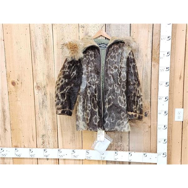 Vintage Seal Skin Waist Length Hooded Coat