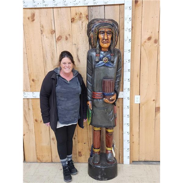 Hand Carved Wooden Cigar Store Indian