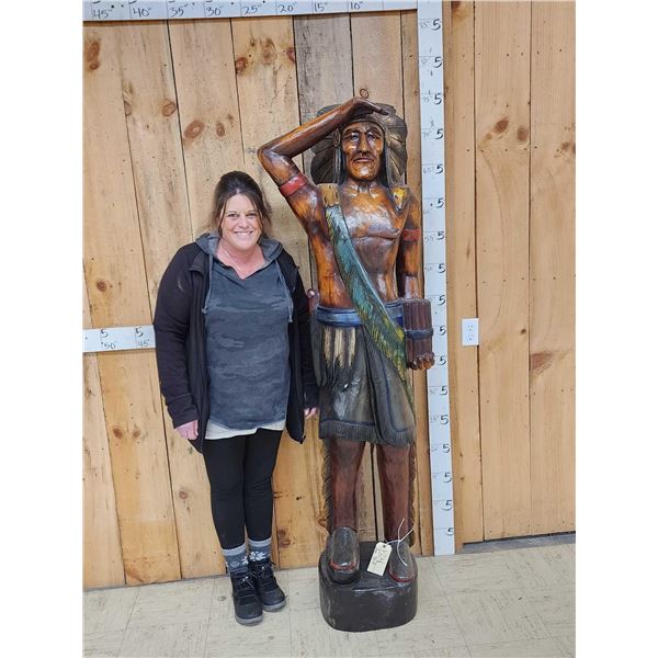 Hand Carved Wooden Cigar Store Indian