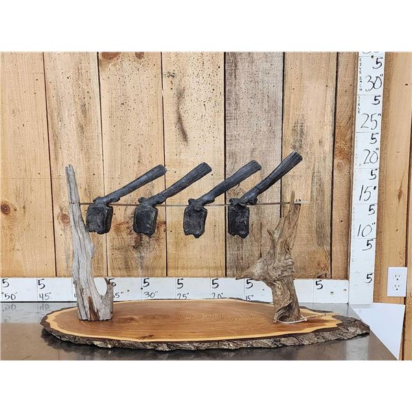 4 Fossilized Maiasaura Dinosaur Vertebrae On Display Stand