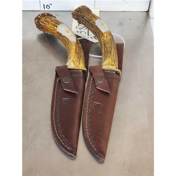 2 Fixed Blade Antler Handle Knives By Al's Customs