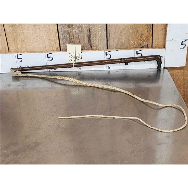 Unusual Horse Head Black Powder Cane Gun With Rawhide Whip