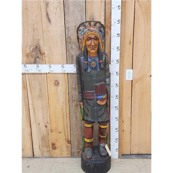 Hand Carved Wooden Cigar Store Indian