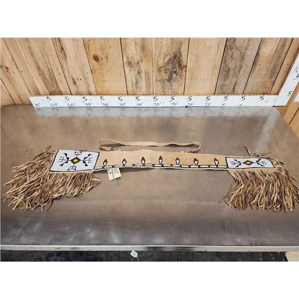 48" Leather Seed Beaded Rifle Scabbard