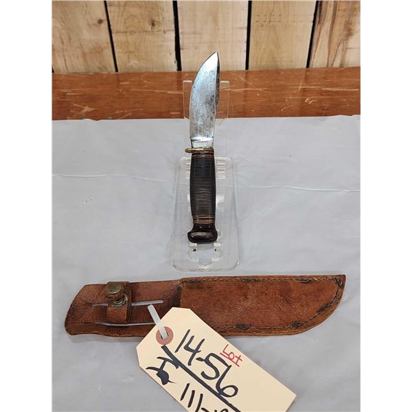 Vintage Marbles Woodcraft Fixed Blade Knife With Sheath