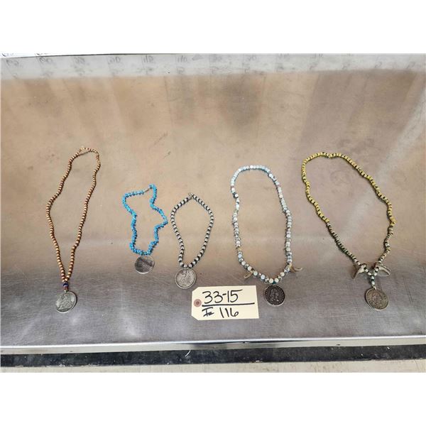 5 Native American Style Bead Necklaces
