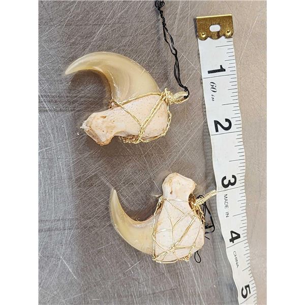 2 Mountain Lion Cougar Wire Wrapped Necklace Pendants