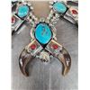Image 5 : Gorgeous Navajo Squash Blossom Sterling Silver Bkack Bear Claw Necklace by Kenny Ray McNeilly Jr