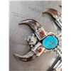 Image 6 : Gorgeous Navajo Squash Blossom Sterling Silver Bkack Bear Claw Necklace by Kenny Ray McNeilly Jr