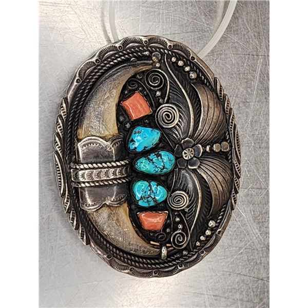 Vintage Sterling Silver Black Bear Claw Belt Buckle