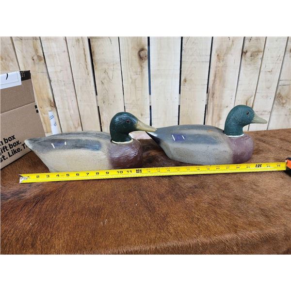 2 Vintage Herters Wooden Duck Decoys