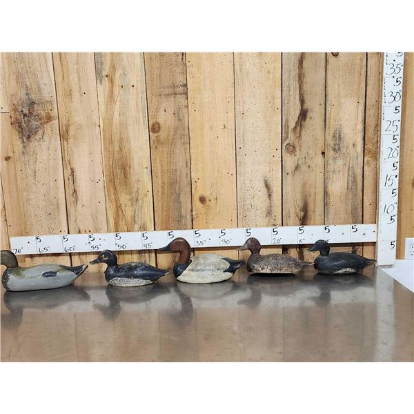 Collection Of 5 Vintage Wooden Duck Decoys