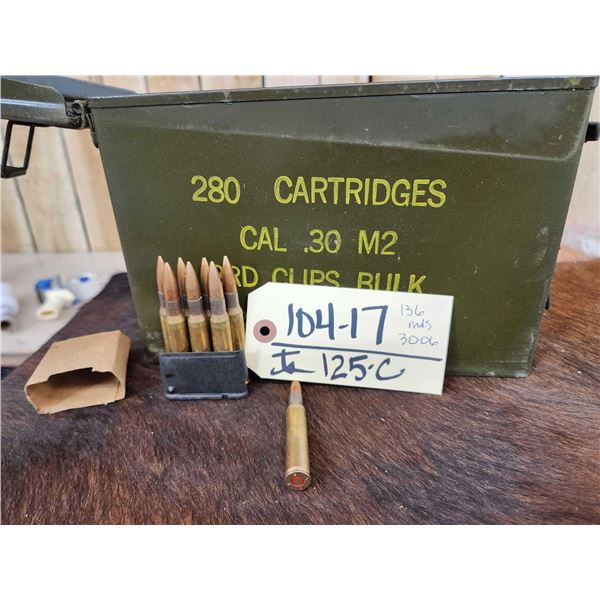 136 Rounds Of Military 30-06 Ammunition