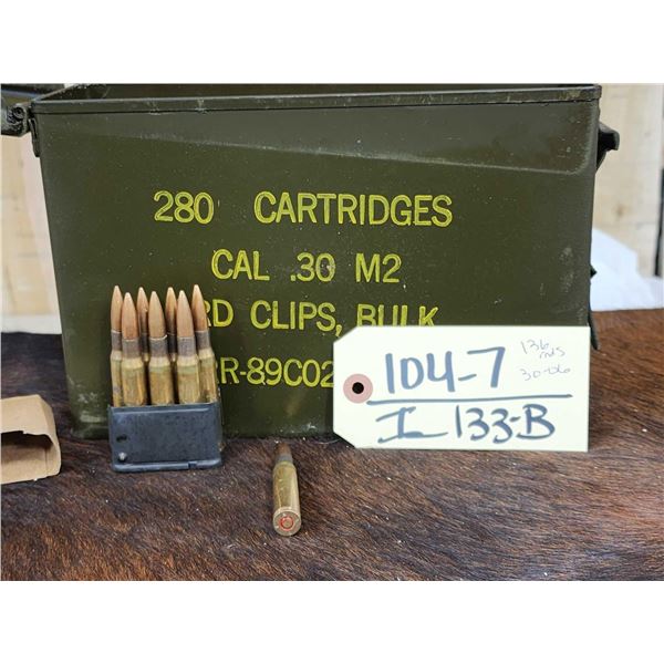 136 Rounds Of Military 30-06 Ammunition