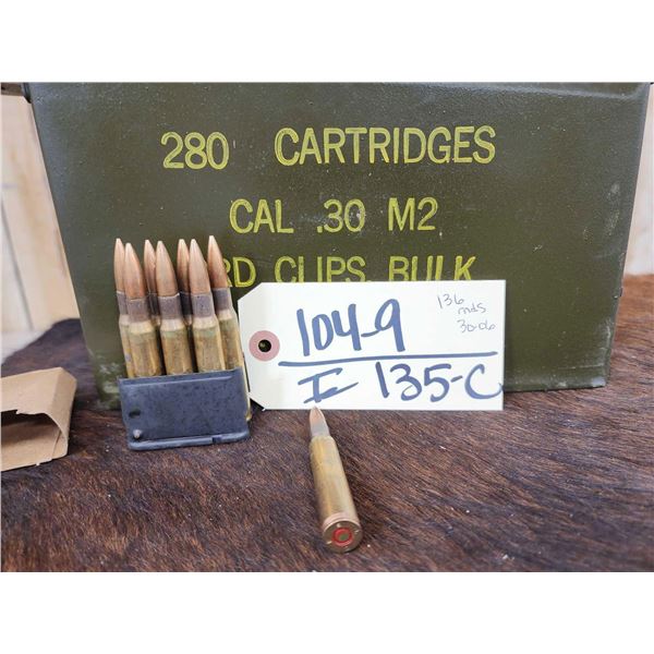 136 Rounds Of Military 30-06 Ammunition