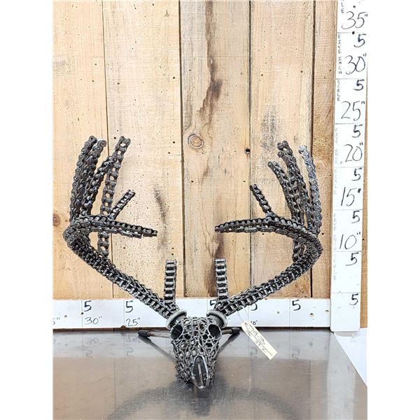Spectacular Whitetail Skull Metal Sculpture
