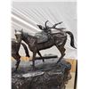 Image 13 : R. Clark Bronze Sculpture "Cowboy And Horses Crossing The Mountain "