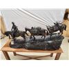 Image 18 : R. Clark Bronze Sculpture "Cowboy And Horses Crossing The Mountain "