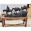 Image 19 : R. Clark Bronze Sculpture "Cowboy And Horses Crossing The Mountain "