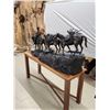 Image 20 : R. Clark Bronze Sculpture "Cowboy And Horses Crossing The Mountain "