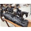 Image 4 : R. Clark Bronze Sculpture "Cowboy And Horses Crossing The Mountain "