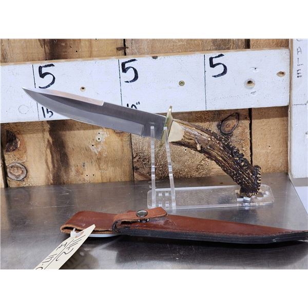8" Fixed Blade Antler Handle Knife By Al's Customs