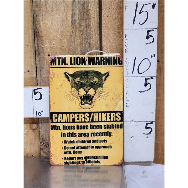 Mountain Lion Warning Sign