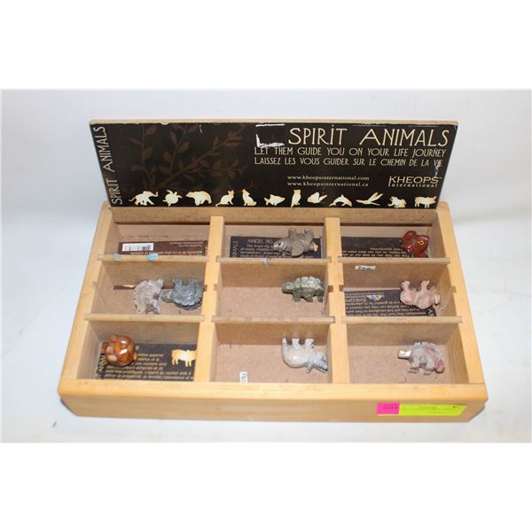TRAY OF CARVED SPIRIT ANIMALS