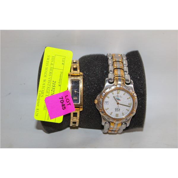 HIS & HERS VINTAGE ESQUIRE SWISS MADE WATCHES