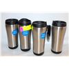 Image 1 : 4 16 OZ STAINLESS STEEL DOUBLE WALL TRAVEL MUGS