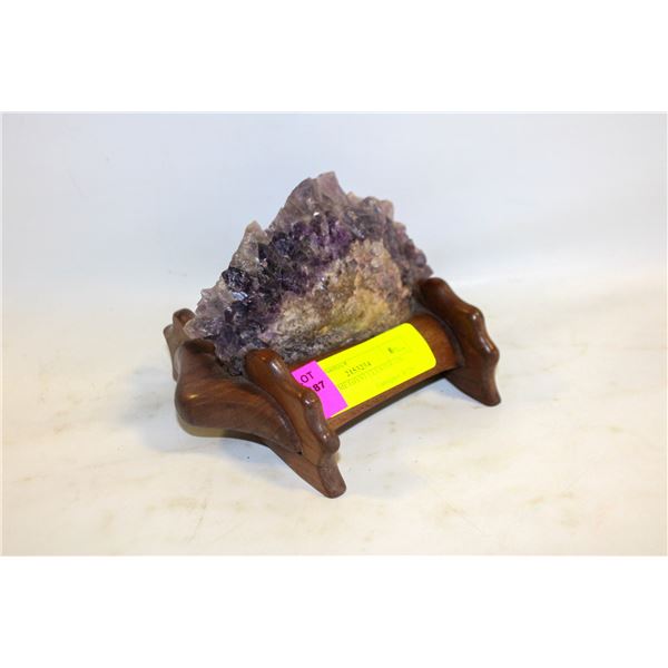 LARGE AMETHYST CLUSTER ON STAND