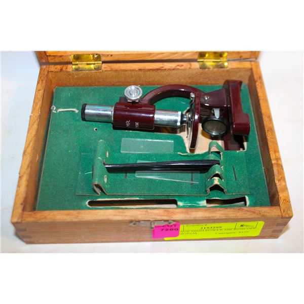 VINTAGE HIGH POWER MICROSCOPE IN ORIGINAL