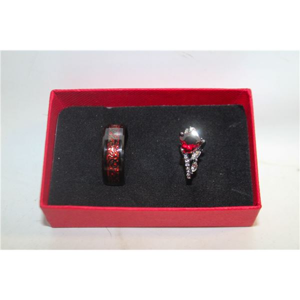 NEW 2PCS RED COUPLE RINGS FOR MEN SZ10