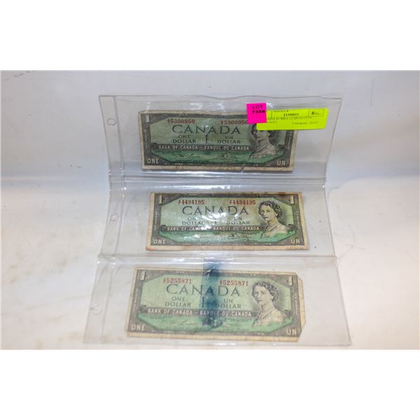 CANADA $1 BILL (3 QUANTITY VINTAGE)