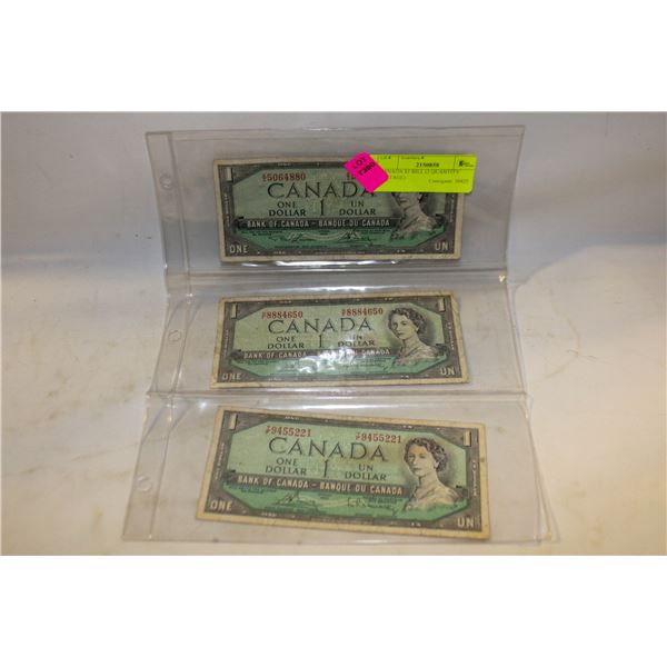 CANADA $1 BILL (3 QUANTITY VINTAGE)