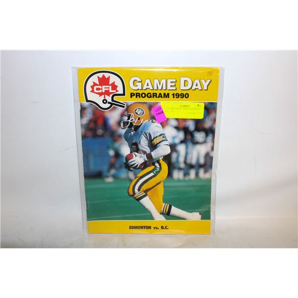 CFL MAGAZINE 1990 EDMONTON B.C. ETC