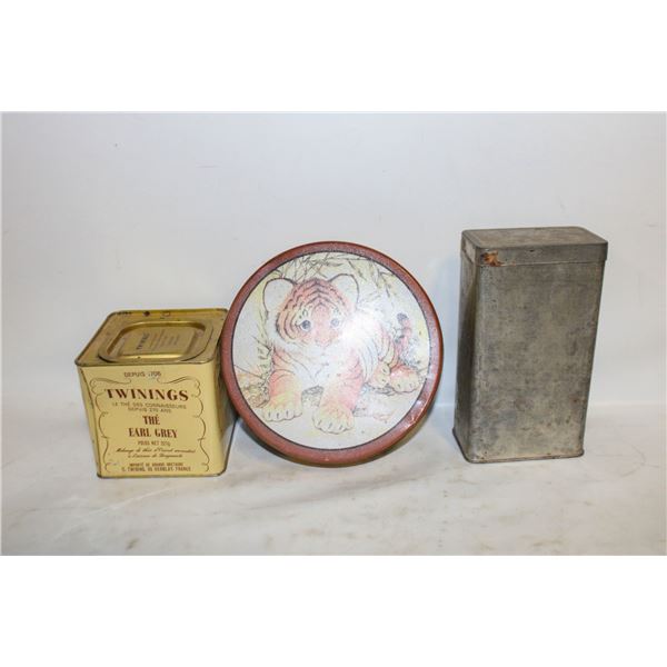 LOT OF 3 VINTAGE TINS