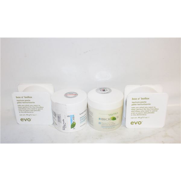 4 ASSORTED MATRIX & EVO HAIR PRODUCTS MOLDING GELS